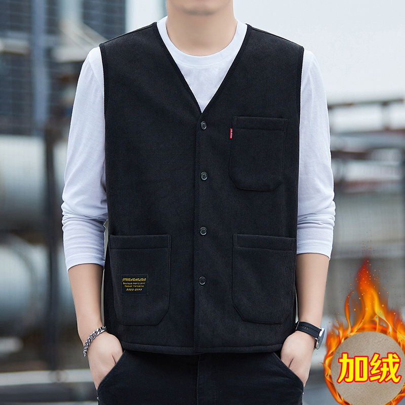 秋冬新款男士加绒加厚保暖马甲男士休闲口袋工装坎肩无袖背心外套,淘宝优惠券,粉丝福利购,淘宝优惠卷