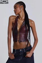 Jadied London womens clothing UK Direct mail New products artificial leather tight blouses JWT3675