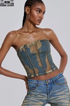 Jadied London Womens Clothing UK Direct Mail New Products VEGA Denim Tight Chest JWT3691