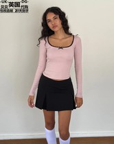 Motel Rocks Womens Clothing UK Direct Mail UO New Bovita Lace Side Long Sleeve Short T-shirt