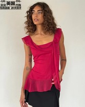 Motel Rocks Womens Clothing UK Straight Mail UO New Pairo Snow Spinning Low Collar Long Vest