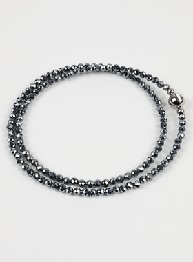 新中式钛赫磁项链小众高级感锁骨链马年极细银色小米珠choker