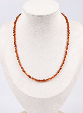 天然橙石榴磁吸扣项链