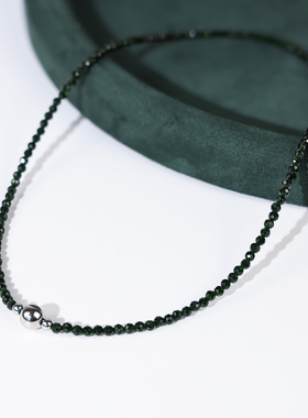 ins风绿砂石磁吸扣项链极细小米珠锁骨链马年配毛衣choker颈链