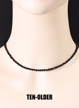 复古天然黑尖晶项链磁扣锁骨链百搭原创礼物女