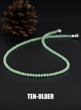 原创天然碧玉小米珠磁扣项链简约百搭素链极细绿色锁骨链