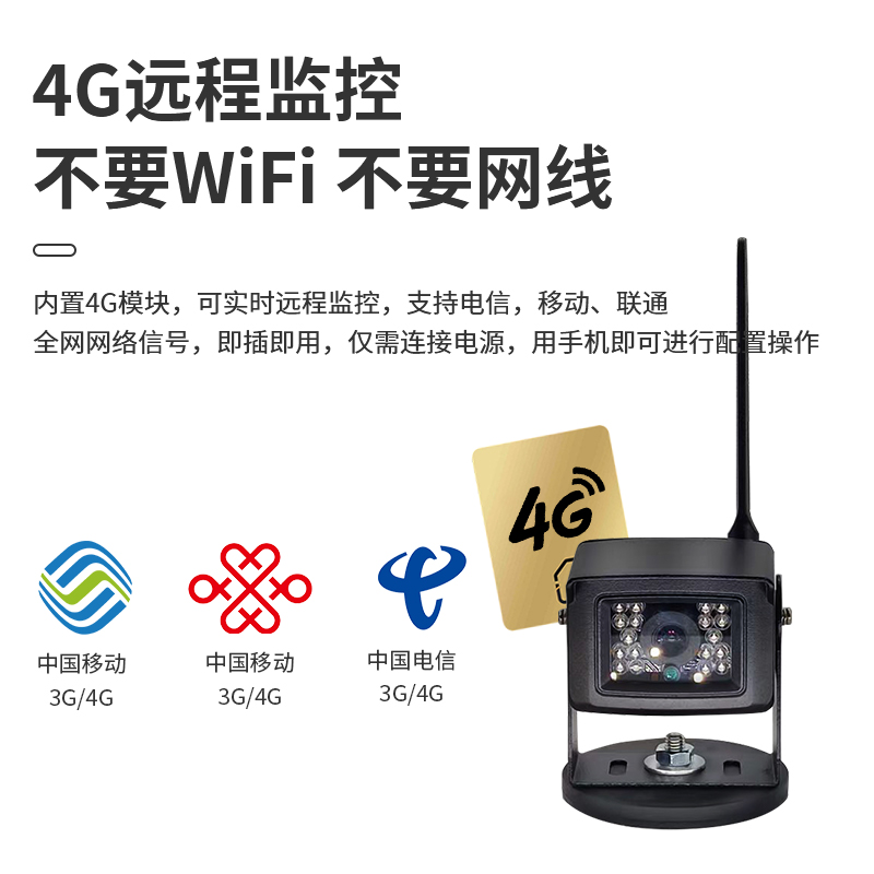 4G无线货车挖掘机专用车载实时监控手机远程360度高清看车摄像头