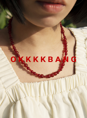 天然红玛瑙高级不规则设计项链