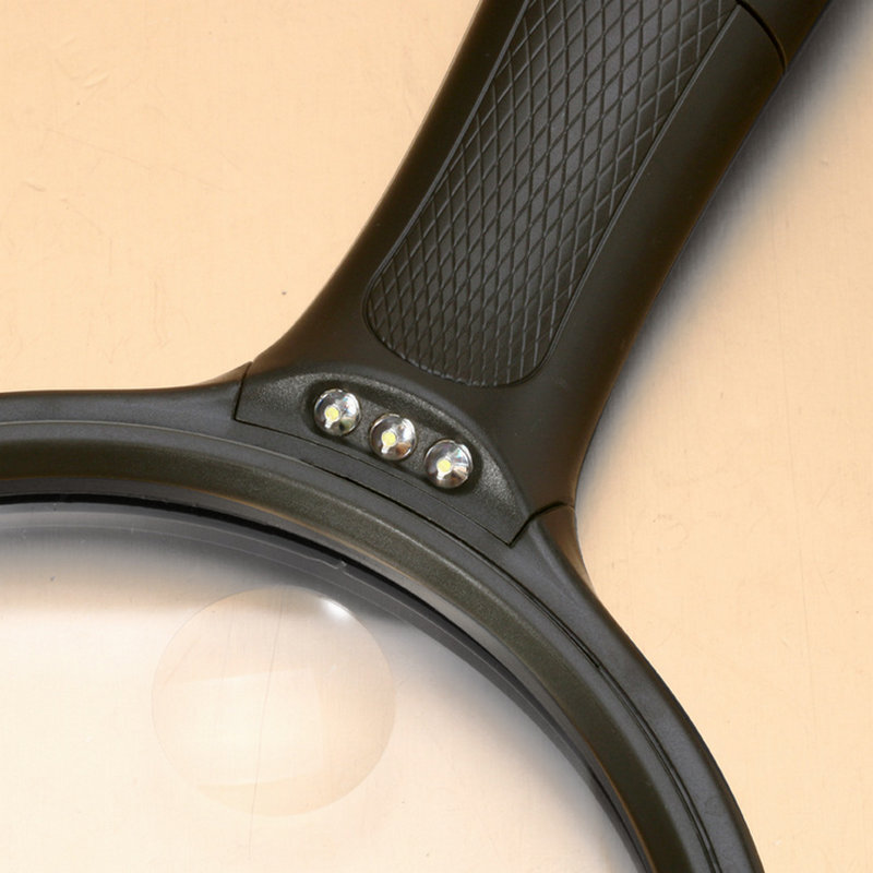 手持式扩大镜10倍大镜片带光源led灯老人 阅读放大镜 100mm送父母 - 图2