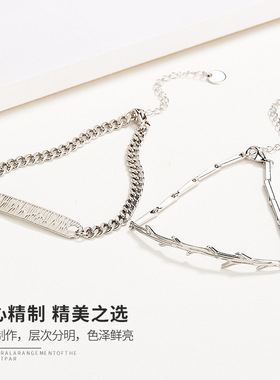 s925银木有枝情侣手链韩版简约时尚男女手饰定情信物送情人节礼物