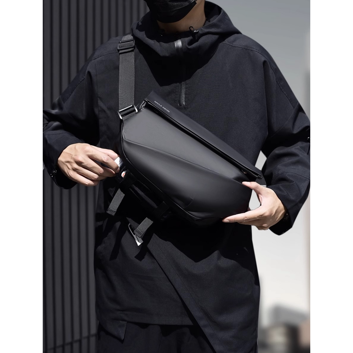 French MlCANl KONS men's crossbody bag commuter chest bag men's messenger bag backpack sports shoulder bag trendy