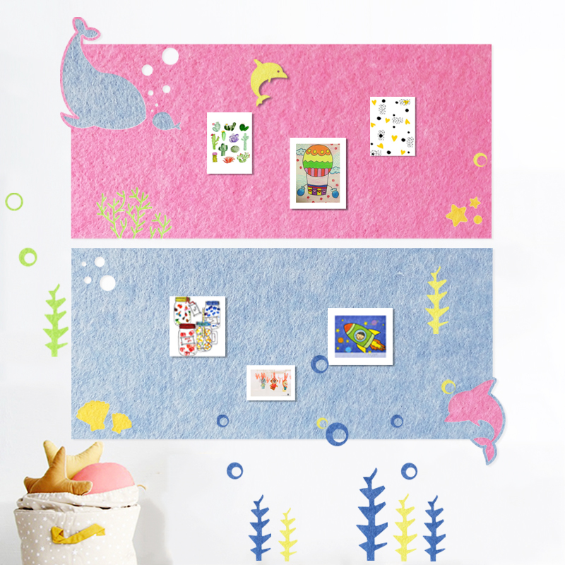 北欧创意海豚墙贴儿童房毛毡留言板照片墙幼儿园作品软木板展示板 - 图1
