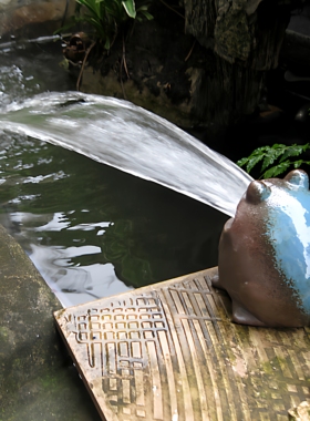 假山陶瓷大嘴喷水青蛙装饰摆件