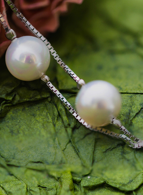 珍珠925纯银珍珠盒子链女套链