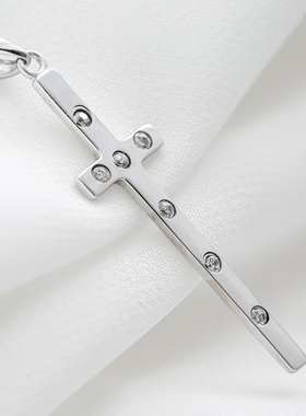 镶嵌项坠925纯银女十字简约