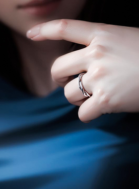 复古麻花纯银开口戒指小众设计感