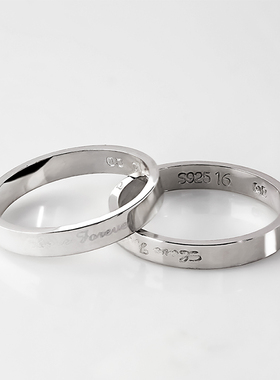 光面925纯银质感男女简约指环