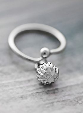 坠子925纯银戒指小圆球可调节女