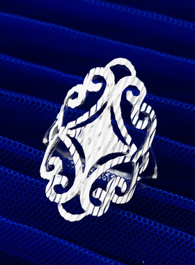 典雅质感大码食指戒指纯银女宽