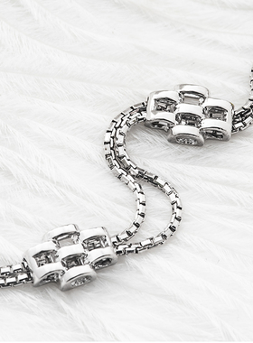 菱形方块几何手链925纯银设计感