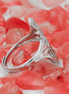 925纯银叶子食指戒指活口简约女