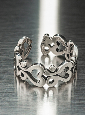 复古藤蔓纯银开口戒指欧美中性