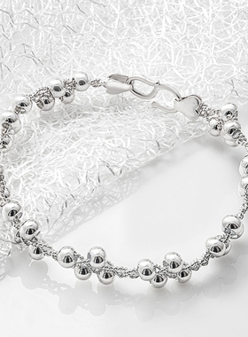 银珠手镯链990足银女小众个性ins