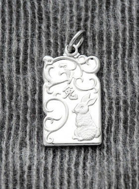 生肖方牌吊坠925纯银男女中国风