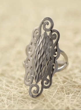 典雅修长食指戒指活口可调纯银女