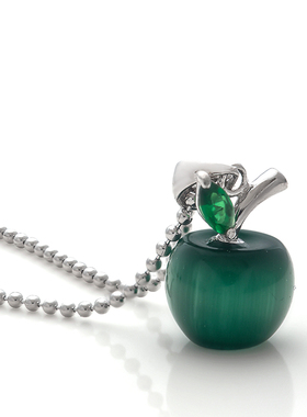玛瑙苹果吊坠项坠925纯银女