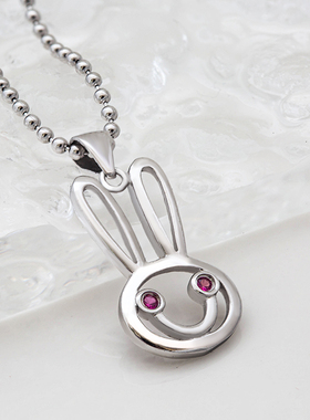 兔子吊坠925纯银女镂空镶嵌学生