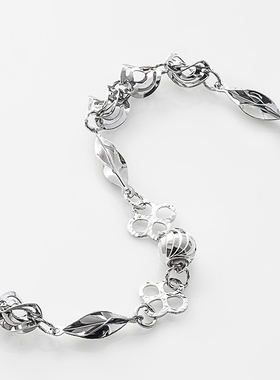 镂空扭花手链925纯银精致气质女