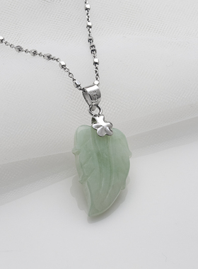 天然玉石小叶子吊坠精致别致女