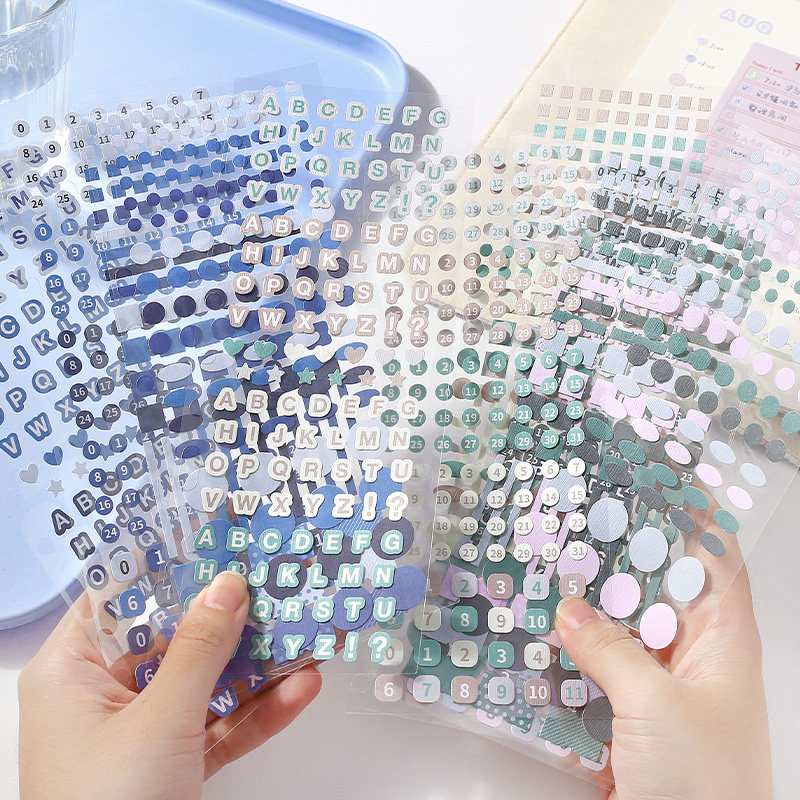 手帐基础贴纸套装 简约圆点数字字母百搭手账装饰素材笔记标记贴,淘宝优惠券,粉丝福利购,淘宝优惠卷