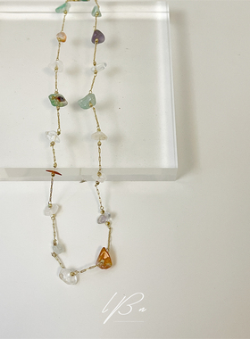 多巴胺天然石项链博主同款锁骨链