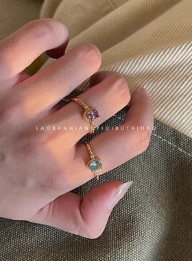 蓝宝石与紫藤花~蔚蓝百搭戒指女