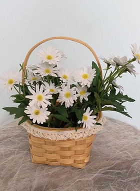藤编柳编工艺品花篮木片编织文艺