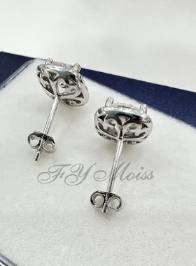 莫桑925纯银经典耳钉50分-1克拉莫桑石方围耳钉时尚气质首饰