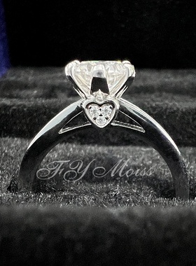 925纯银经典1克拉莫桑石爱心女戒戒指女款开口戒指时尚气质首饰