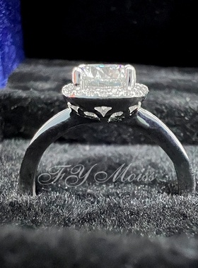 莫桑纯银1克拉莫桑石真命天子戒指女款开口戒时尚气质首饰