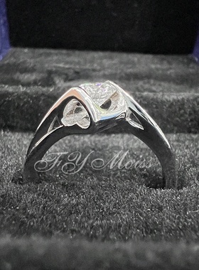 莫桑纯银1克拉莫桑石天使之吻戒指女款开口戒时尚气质首饰