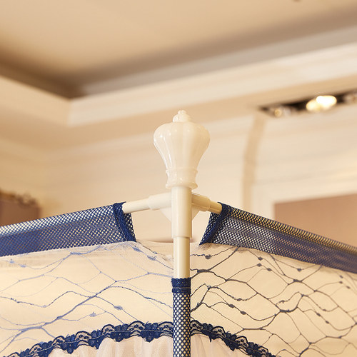 蚊帐T型三开门拉链蒙古包1.8m床家用儿童防摔回底1.5米全底床笠款 - 图1