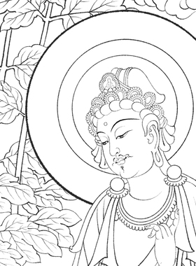 高清工笔重彩壁画宣纸白描底稿