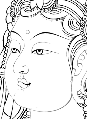 敦煌壁画观音菩萨白描底稿佛画