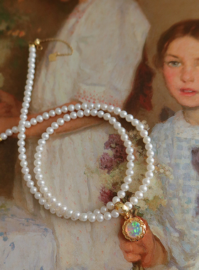 复古麻花边欧泊纯银开合扣吊坠