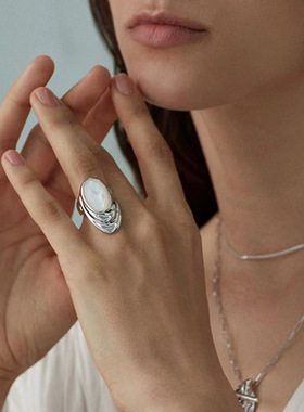 欧美小众外贸白蝶天然贝戒指女时尚设计轻奢级感食指戒简约气质女