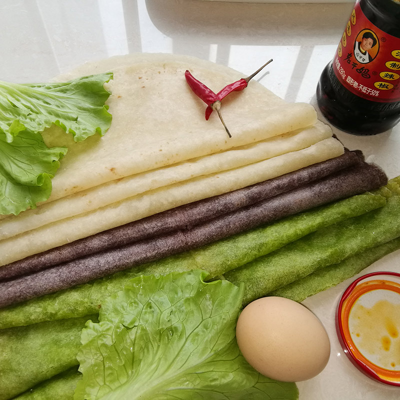 鸡卤肉卷饼皮炸串卷饼商用定制菠菜黑米荞麦蔬菜粗杂粮早餐单煎饼