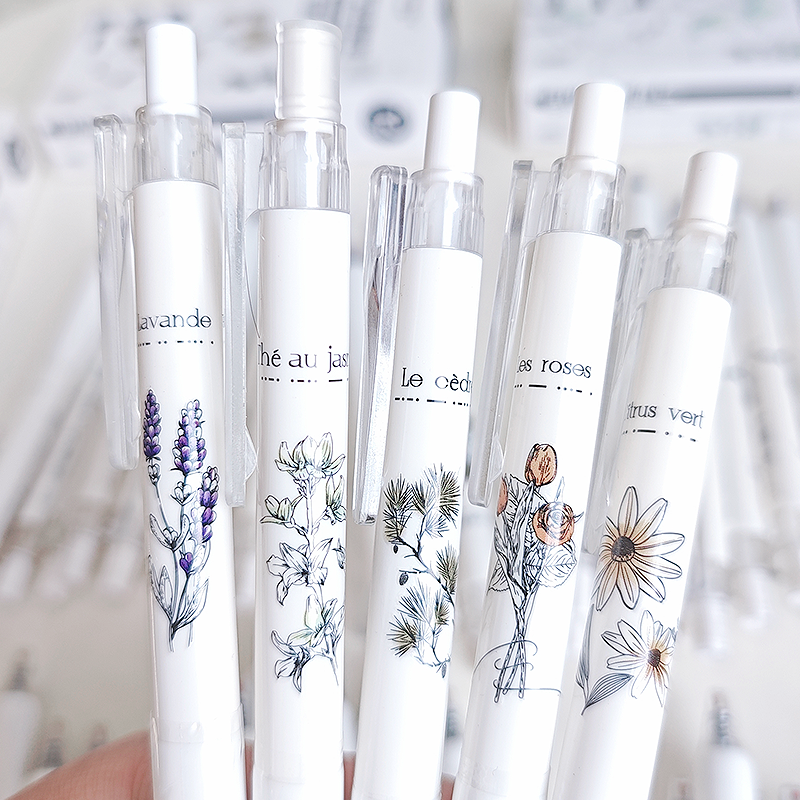 Yimulin scented gel pens 12 pieces, four scents mixed, black 0.5, quick drying, silent