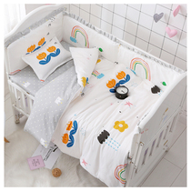 Customised Crib Anticollision Pure Cotton Thickened Anti-Crash Gear Cloth Baby Bed Surround Kit Bed Linen Baby Quilt Cover Three Sets