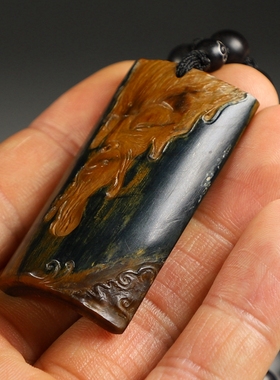 [原创]天然猛犸牙蓝冰料吊坠 纯手工雕刻斗战胜佛挂件 楼叔孤品